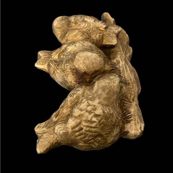 Hen Feathers Hand Cast Three Birds Gold Champagne Resin Wall Hanging Decor - Picture 7 of 14